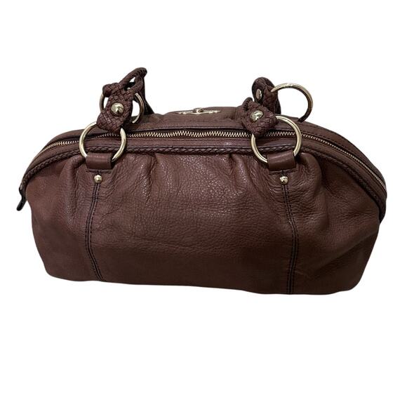 Elliott Lucca Chocolate Brown Leather Braided Handle Slouchy Hobo Satchel Bag - Picture 9 of 9